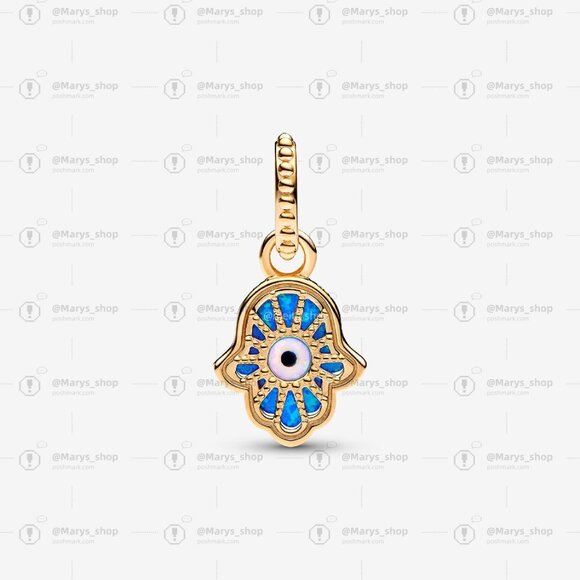 Pandora Opalescent Blue Hamsa Hand Dangle Charm - Picture 2 of 5